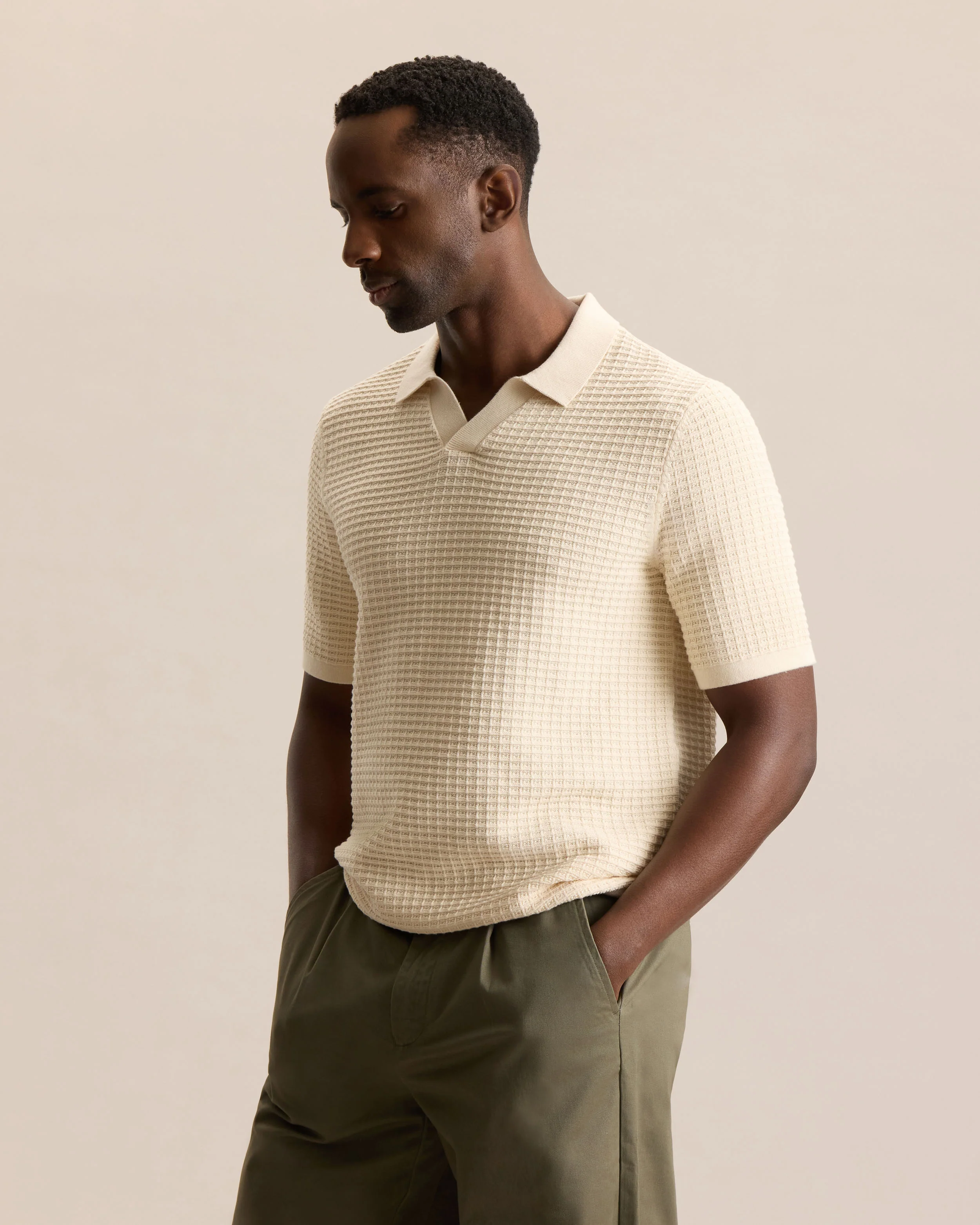 JOHNNY COLLAR WAFFLE KNIT - Image 3